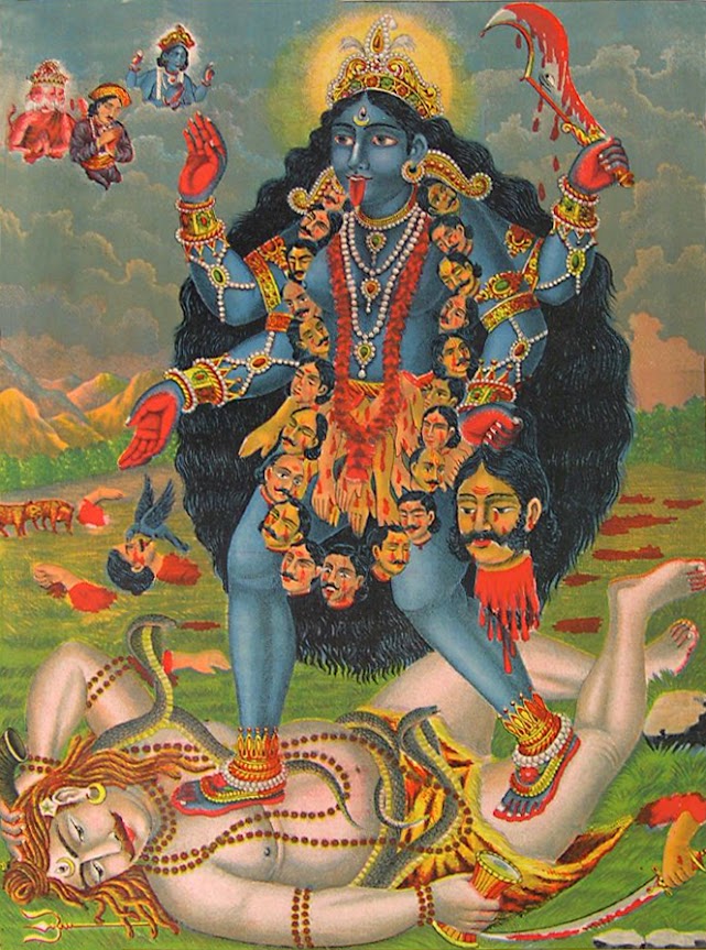 kali ma standing on shiva 