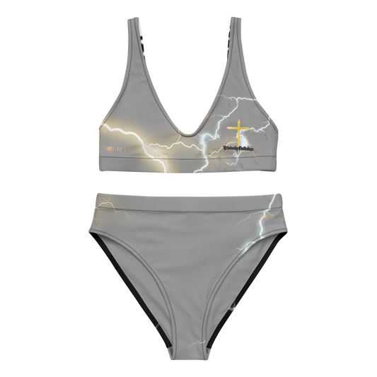 'Divine Strikes' Two-Tone high-waisted bikini