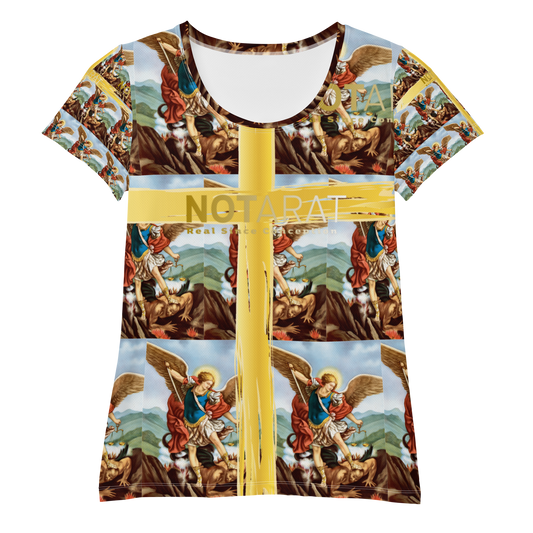 Saint Michael Print Women's Athletic T-shirt