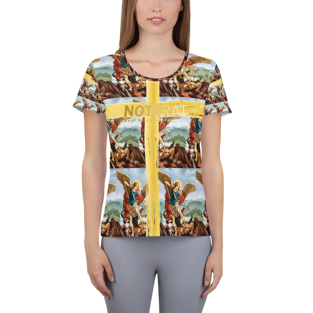 Saint Michael Print Women's Athletic T-shirt