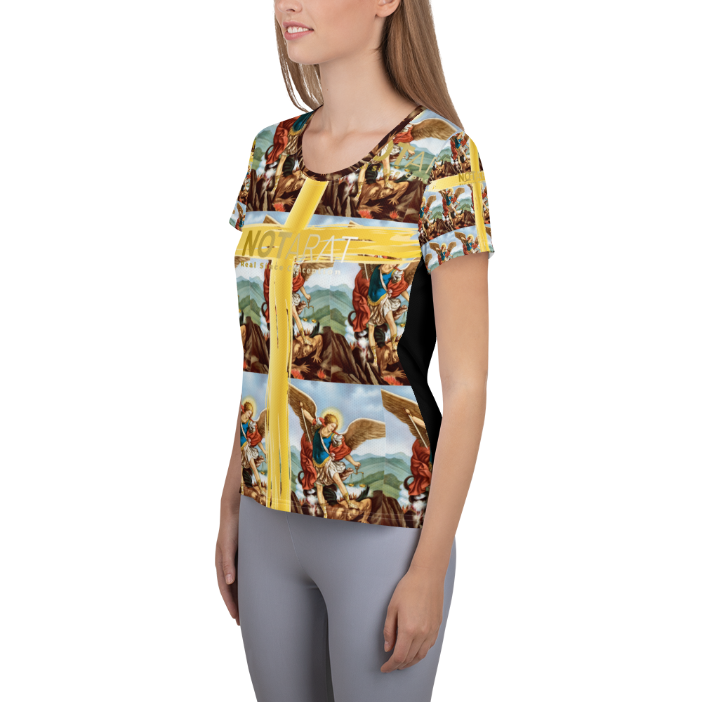 Saint Michael Print Women's Athletic T-shirt