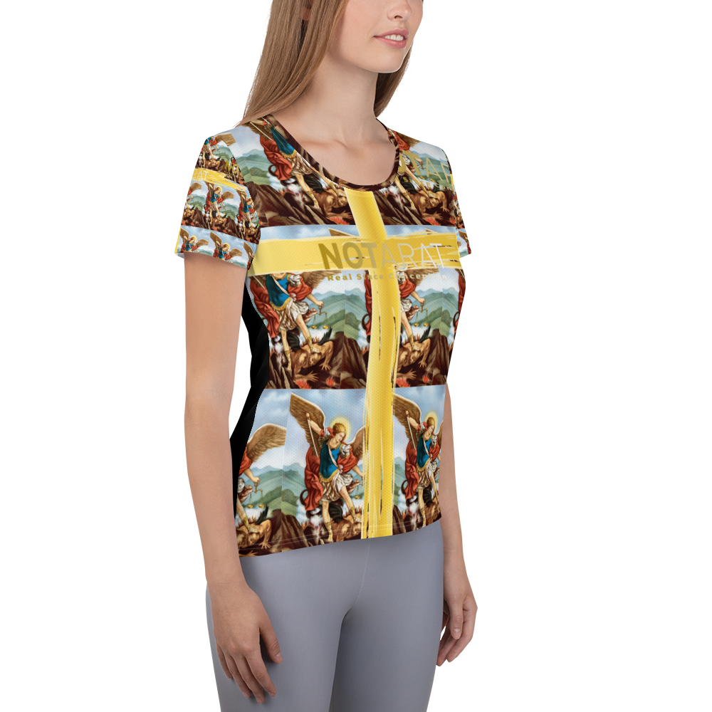 Saint Michael Print Women's Athletic T-shirt