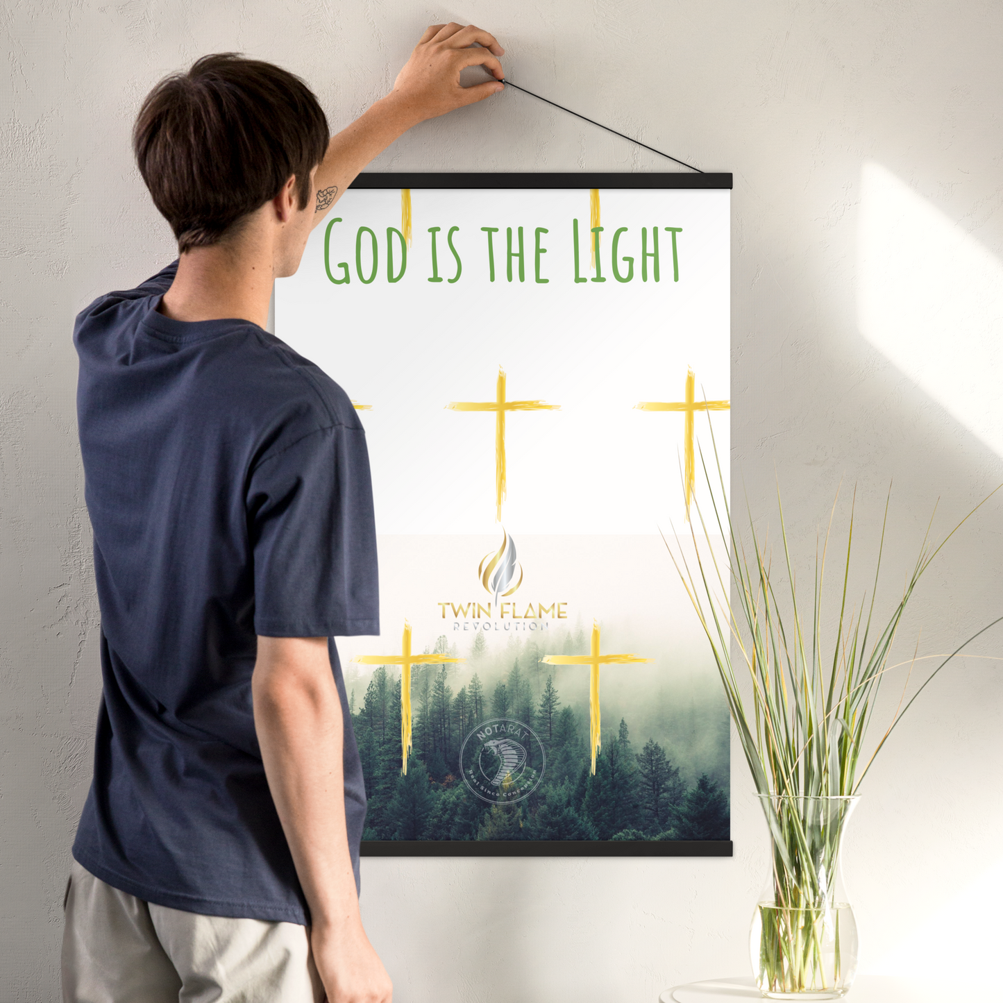 "God is the Light" Poster with hangers