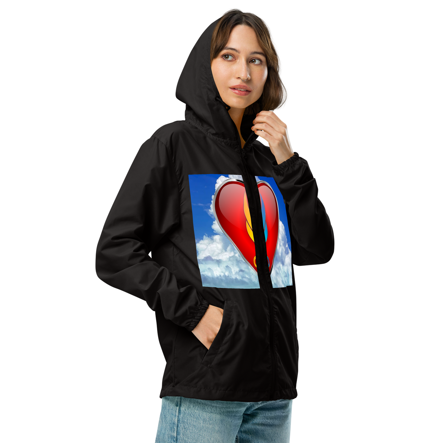 Unisex Flame Twins zip up windbreaker